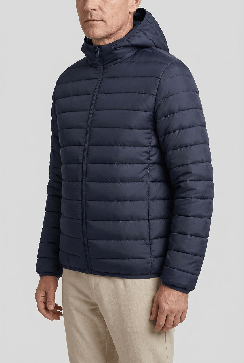 Heren gewatteerd puffer jacket | Capuchon & volledige rits
