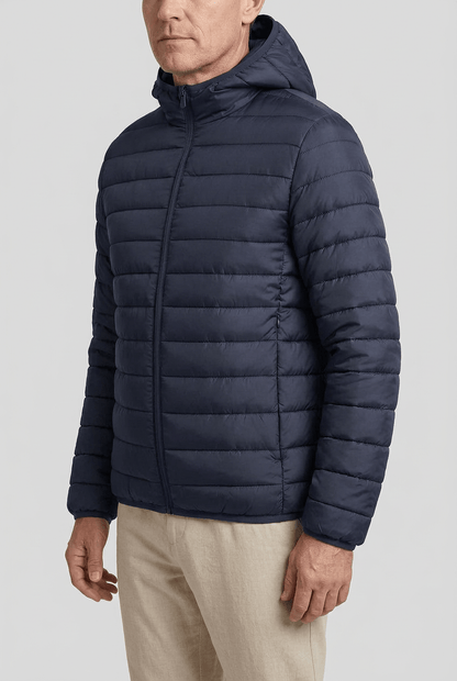 Heren gewatteerd puffer jacket | Capuchon & volledige rits