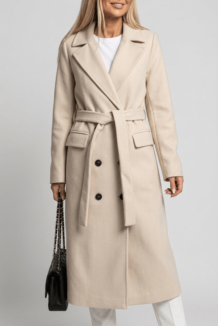 Dames Lange Trenchcoat | Ceintuur & Dubbele Knopenrij