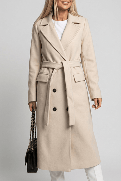 Dames Lange Trenchcoat | Ceintuur & Dubbele Knopenrij