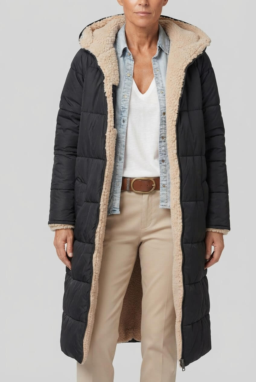 Dames Lange Winterjas met Capuchon | Gevoerd & Ritssluiting
