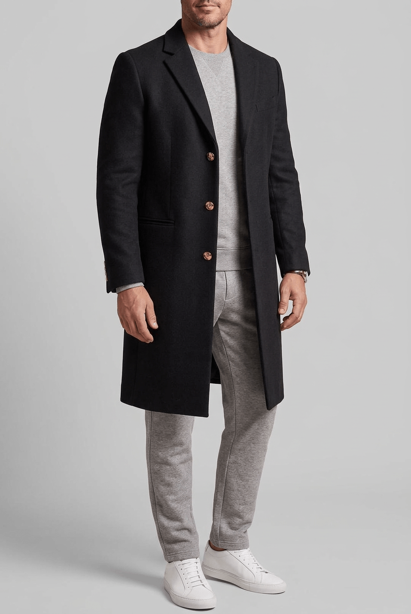 Heren Lange Jas | Getailleerde Revers & Klassiek Model