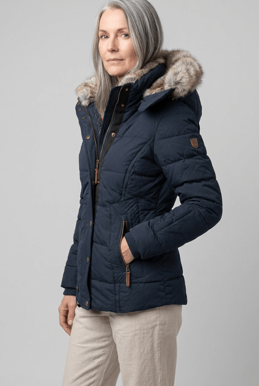 Dames Korte Gewatteerde Winterjas | Faux Fur Capuchon