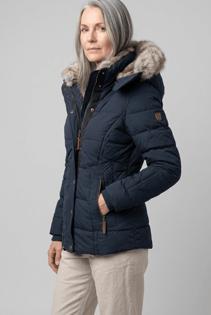 Dames Korte Gewatteerde Winterjas | Faux Fur Capuchon