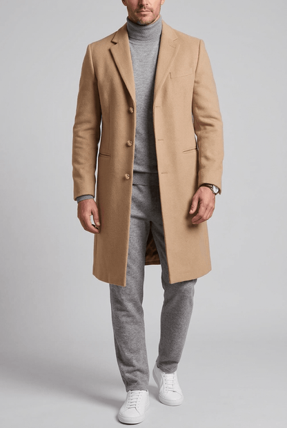 Heren Lange Jas | Getailleerde Revers & Klassiek Model