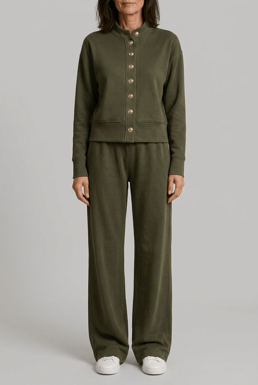 Dames Loungewear Set | Knopen Vest & Wijde Broek