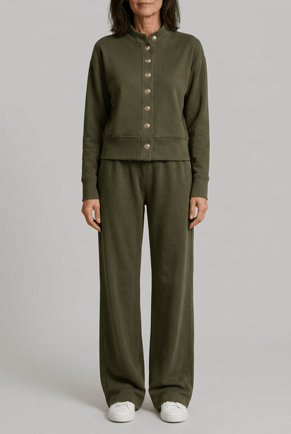Dames Loungewear Set | Knopen Vest & Wijde Broek