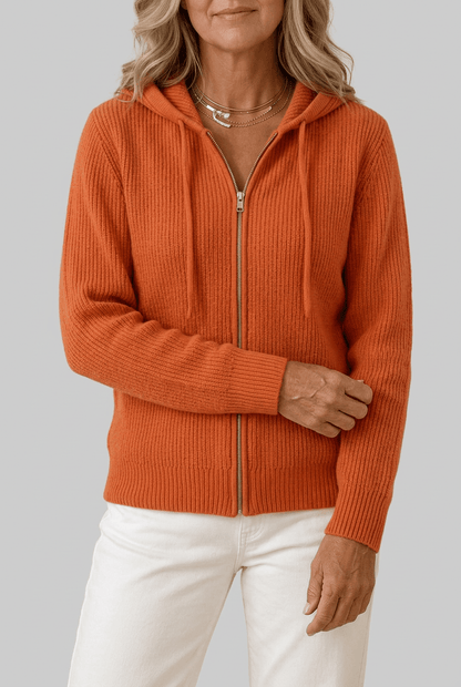 Dames Ribgebreid Vest | Capuchon & Rits