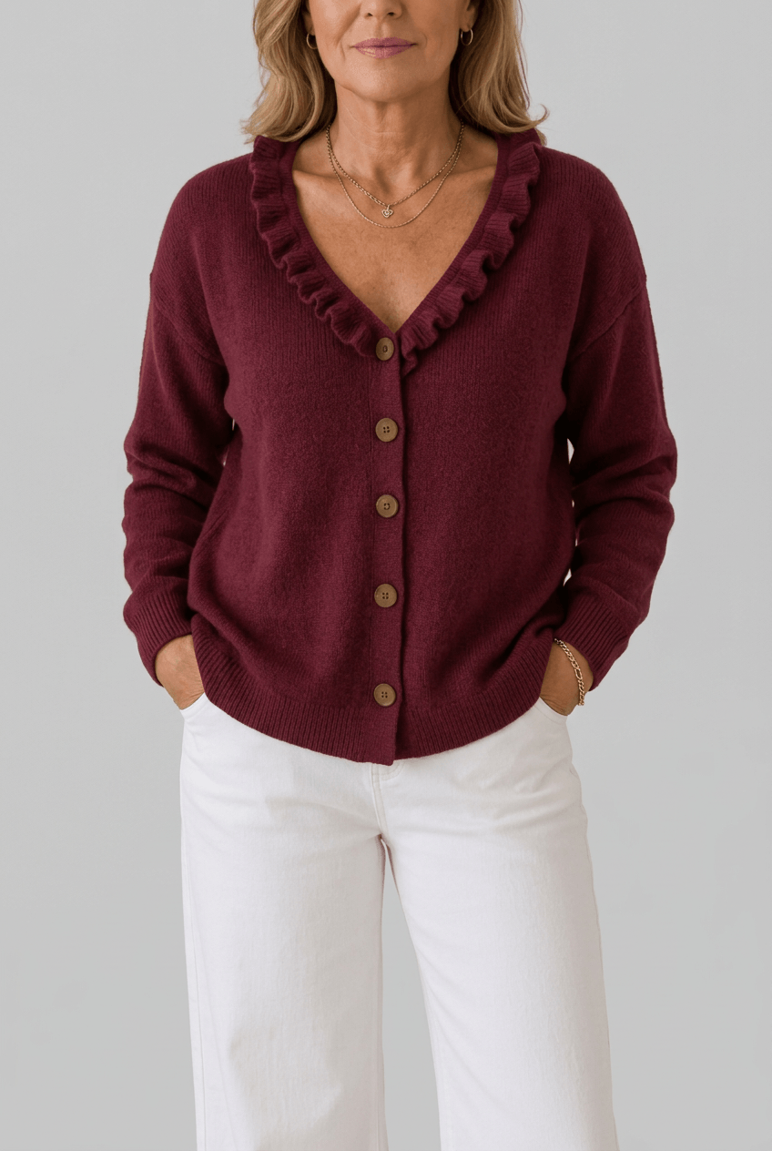 Dames Vest | Ruffle Kraag & Knoopsluiting