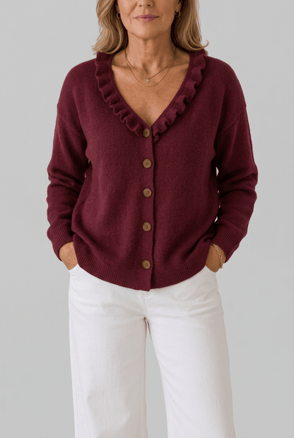 Dames Vest | Ruffle Kraag & Knoopsluiting