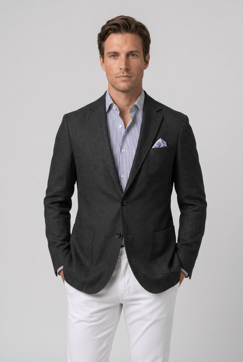 Blazer Heren Slim Fit | Notch Revers & Gestructureerde Stof