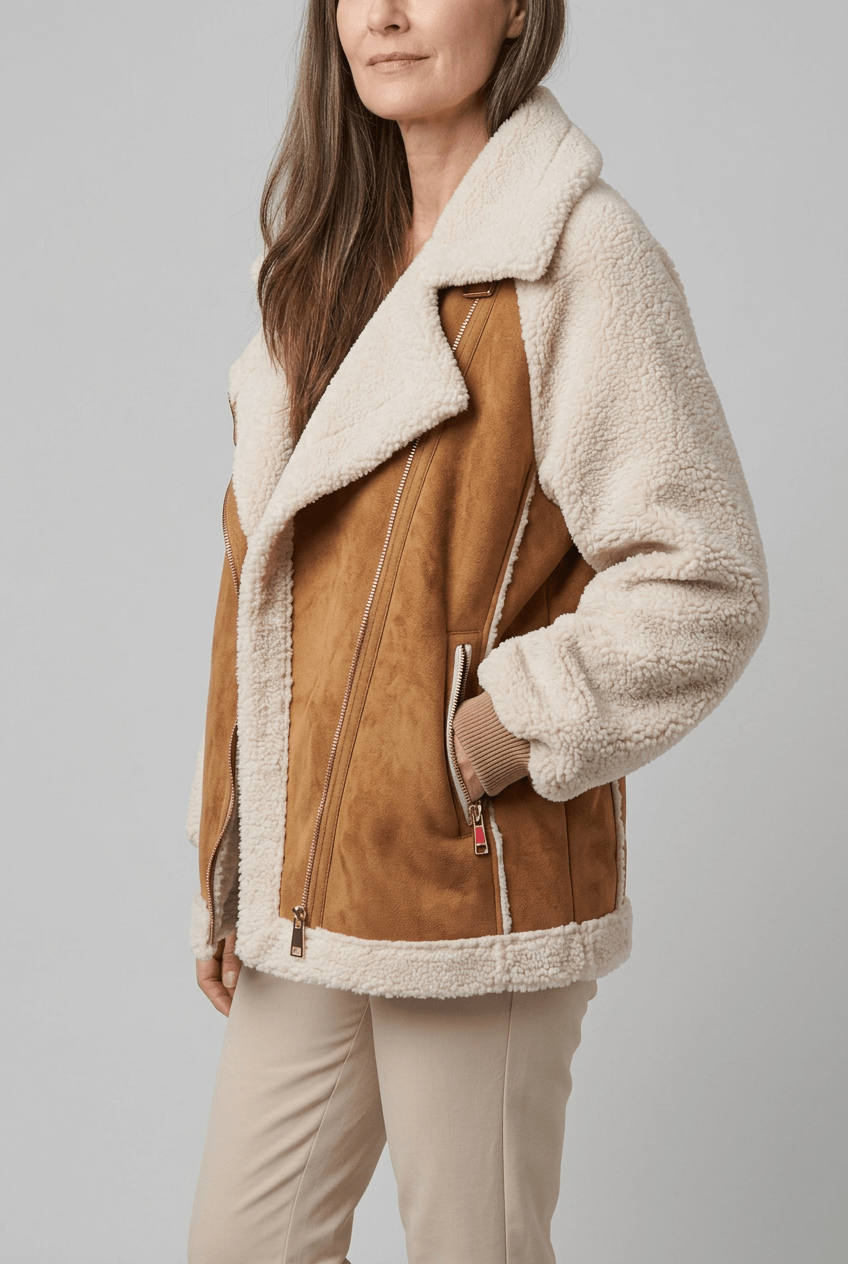 Dames Oversized Teddy Jas | Puntkraag & Rits