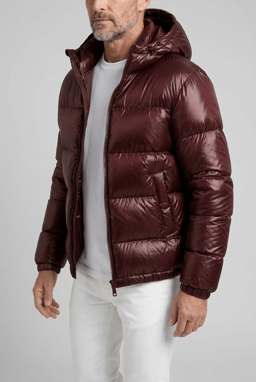 Heren gewatteerde puffer jacket | Capuchon & full-length rits