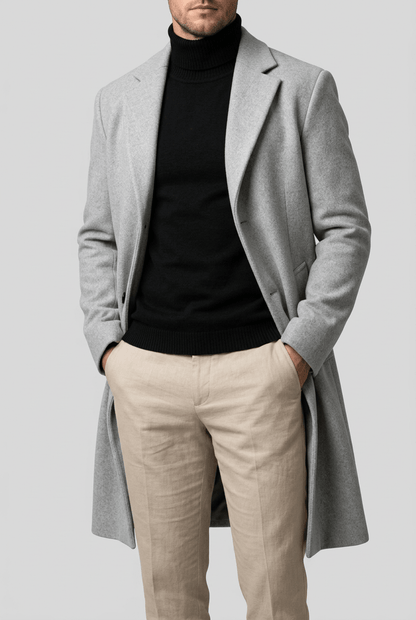 Lange Heren Jas | Getailleerd & Knoopsluiting