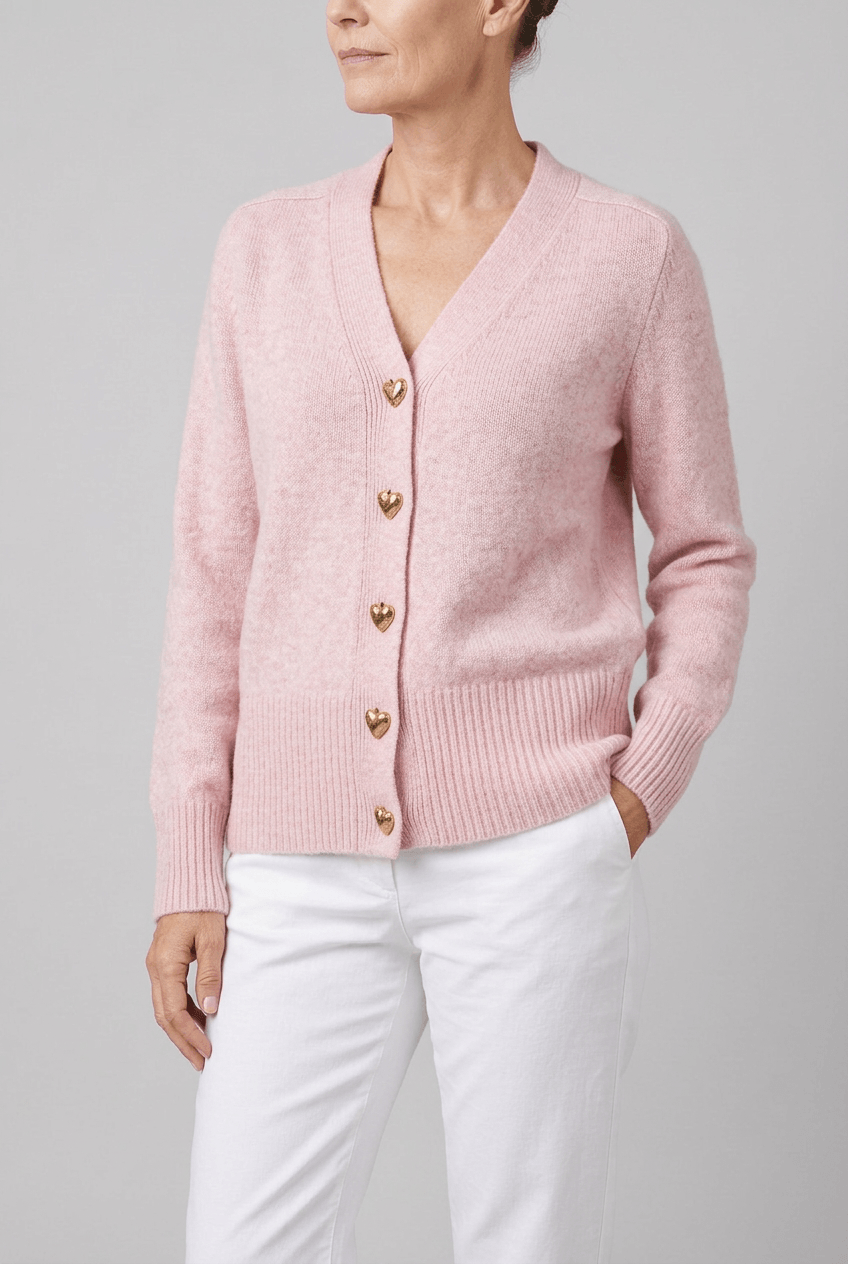 Dames cardigan winter v-hals | Hartjesknopen & knoopsluiting