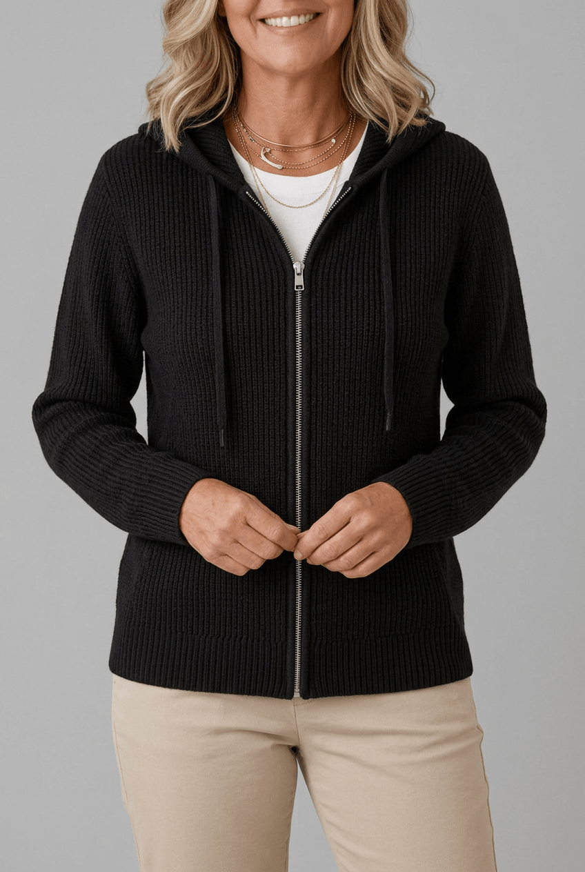 Dames Ribgebreid Vest | Capuchon & Rits