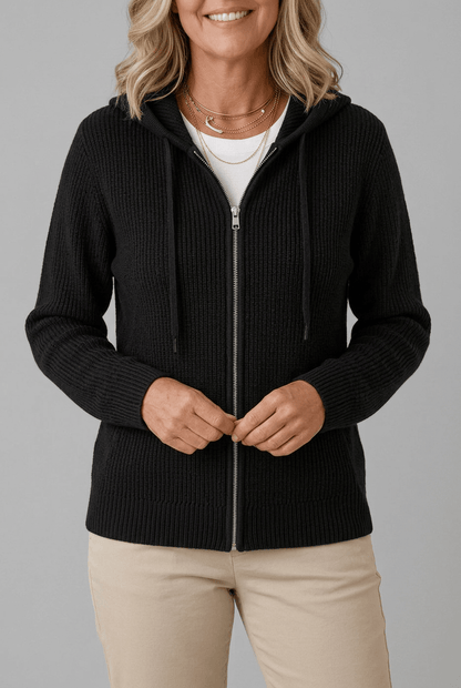 Dames Ribgebreid Vest | Capuchon & Rits