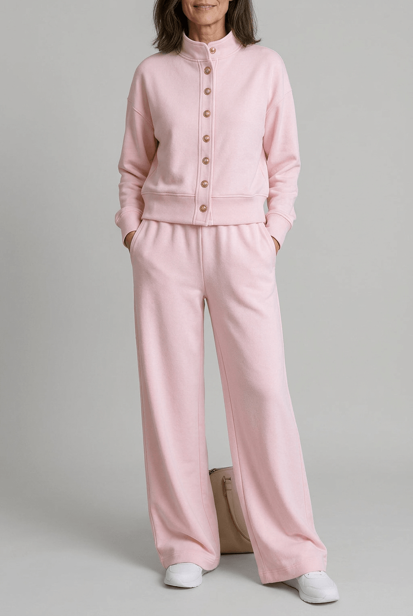 Dames Loungewear Set | Knopen Vest & Wijde Broek