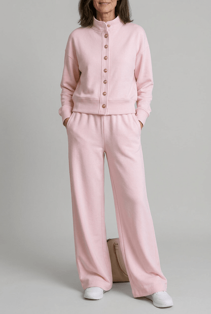 Dames Loungewear Set | Knopen Vest & Wijde Broek