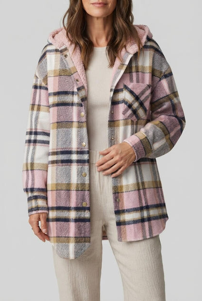 Dames Oversized Geruite Jas | Capuchon & Knoopsluiting