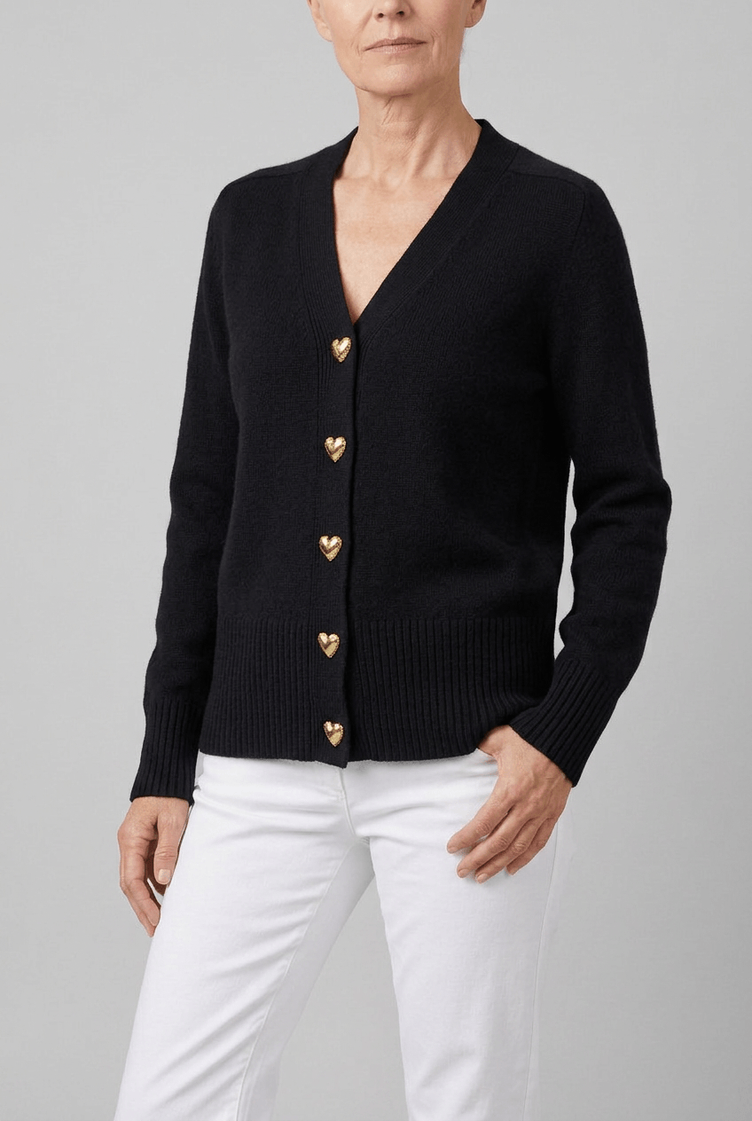 Dames cardigan winter v-hals | Hartjesknopen & knoopsluiting