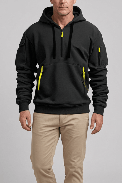 Heren Hoodie | Contrastritsen & Mouwzak