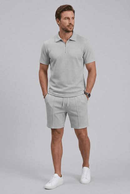 Heren Set | Polo met Rits & Korte Broek met Trekkoord