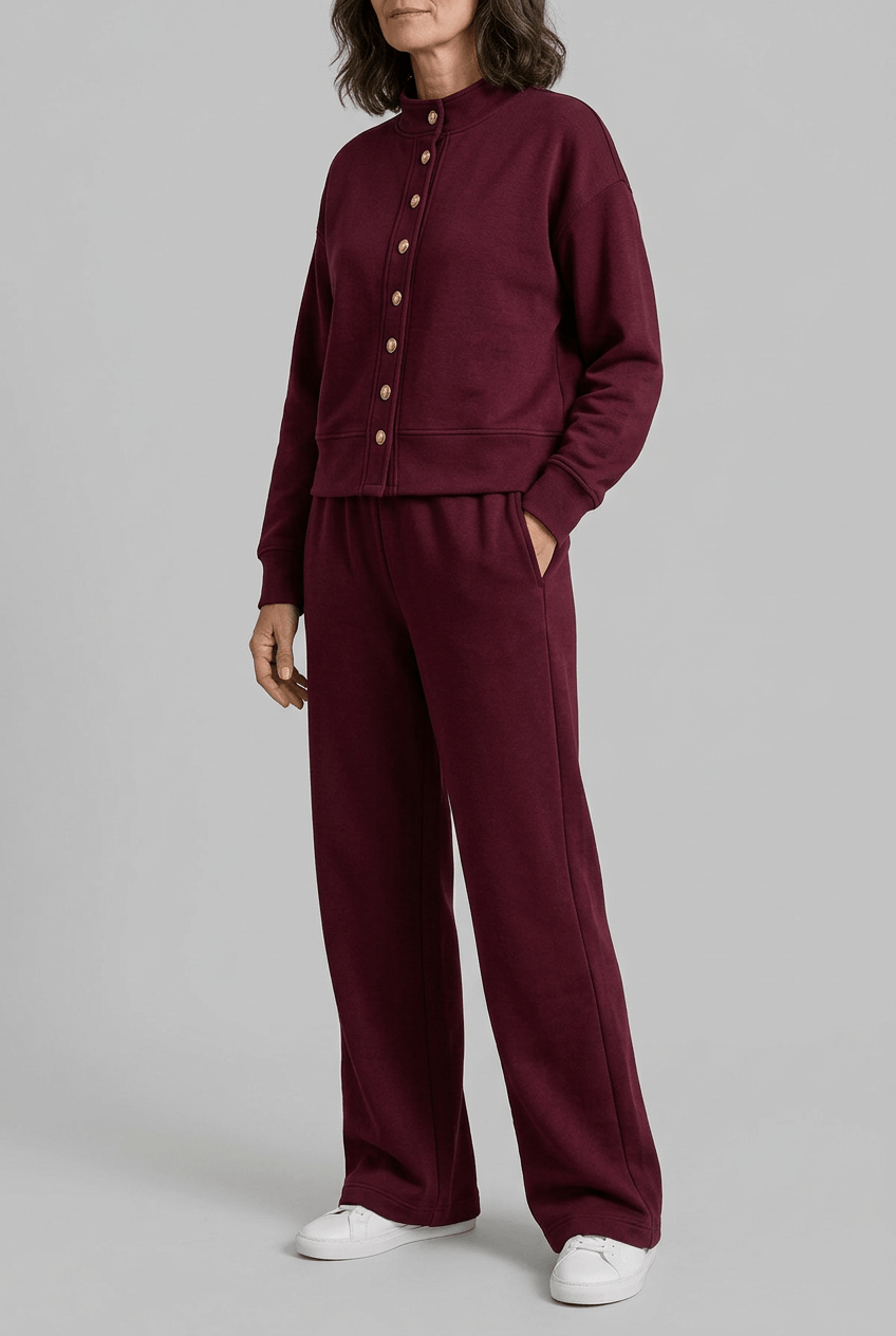 Dames Loungewear Set | Knopen Vest & Wijde Broek