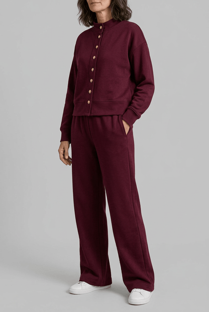 Dames Loungewear Set | Knopen Vest & Wijde Broek