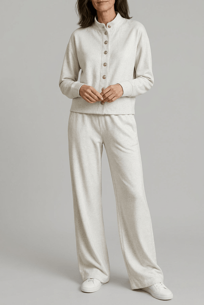 Dames Loungewear Set | Knopen Vest & Wijde Broek