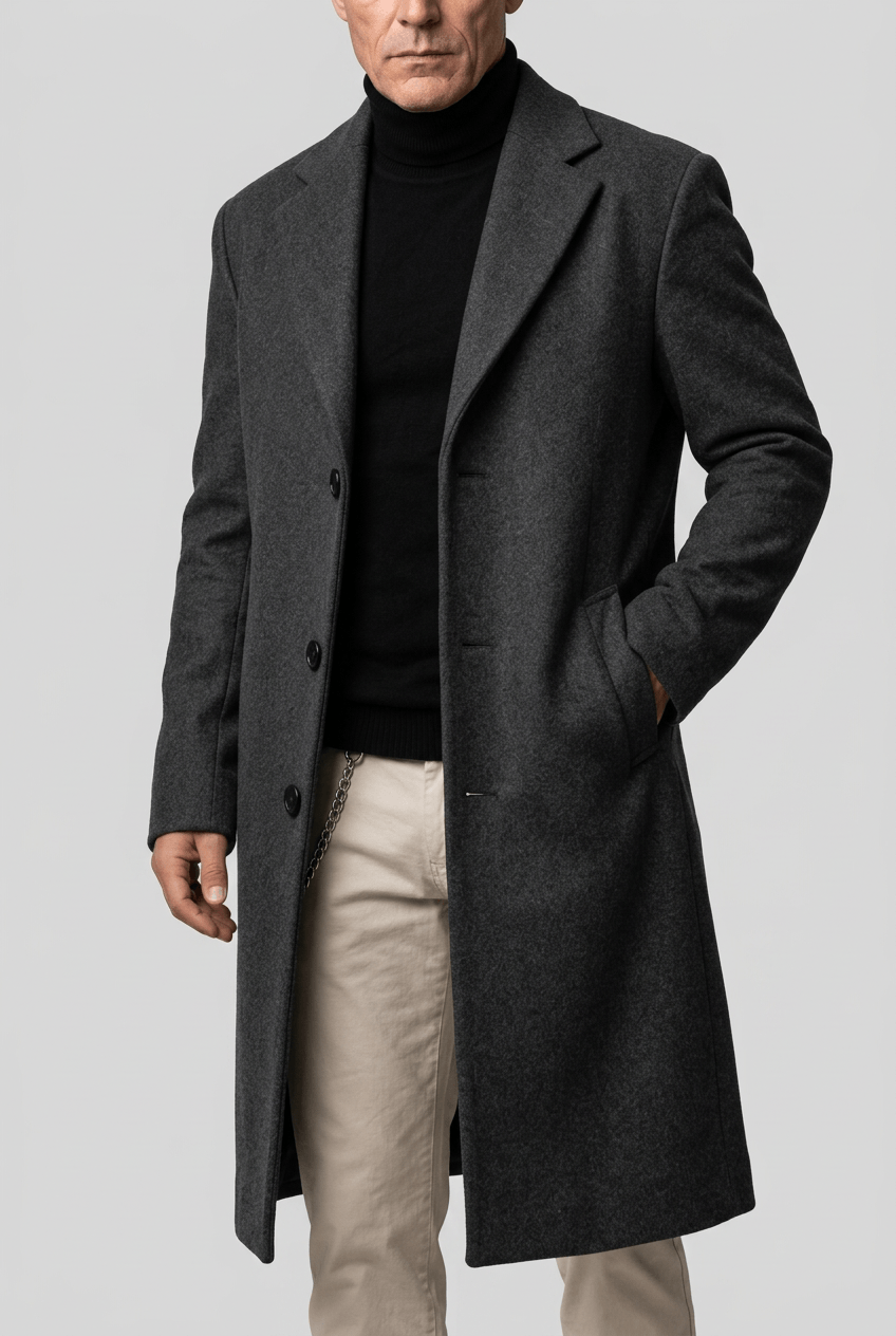 Lange Heren Jas | Getailleerd & Knoopsluiting