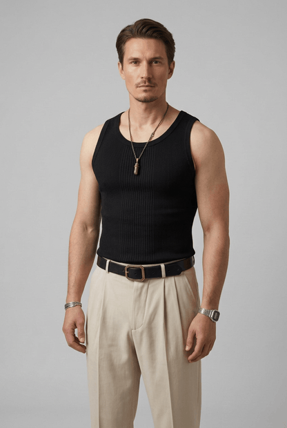 Tanktop Heren | Geribbeld met Ronde Hals & Slim Fit