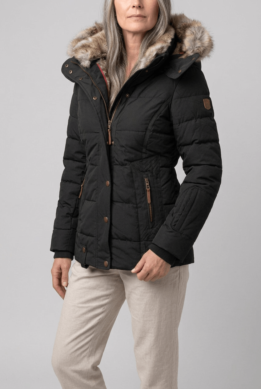Dames Korte Gewatteerde Winterjas | Faux Fur Capuchon