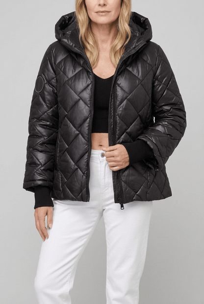 Dames Puffer Winterjas met Capuchon | Ruitpatroon
