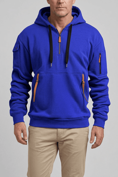 Heren Hoodie | Contrastritsen & Mouwzak