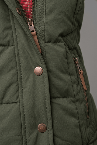 Dames Korte Gewatteerde Winterjas | Faux Fur Capuchon