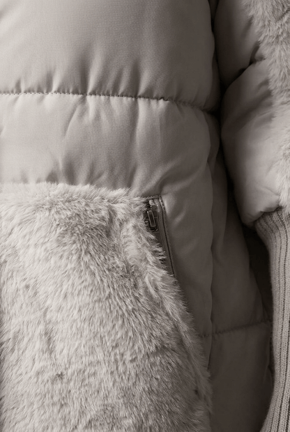 Dames Gewatteerde Winterjas | Bont-look Capuchon