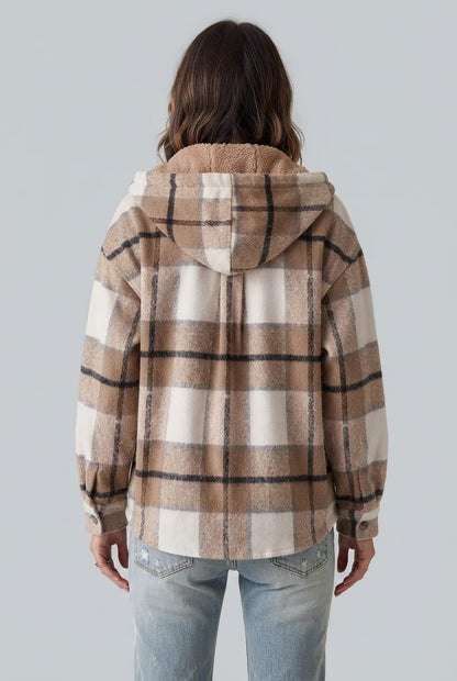 Dames Oversized Geruite Jas | Capuchon & Knoopsluiting
