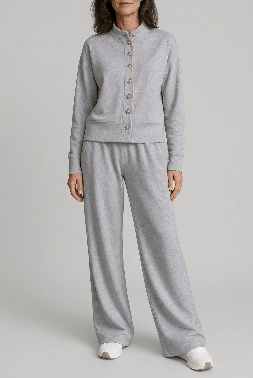 Dames Loungewear Set | Knopen Vest & Wijde Broek