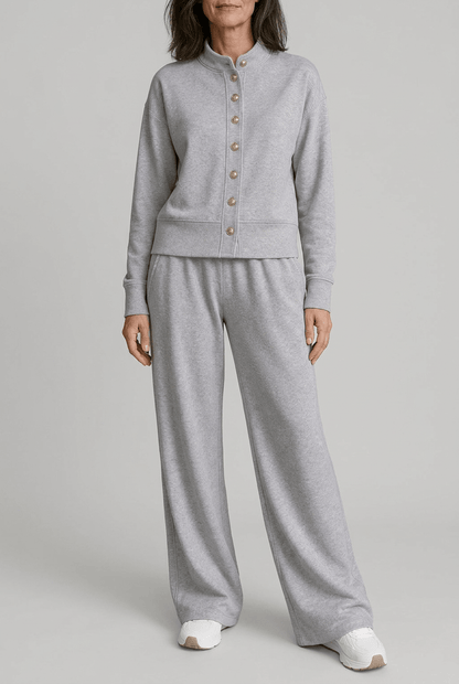 Dames Loungewear Set | Knopen Vest & Wijde Broek