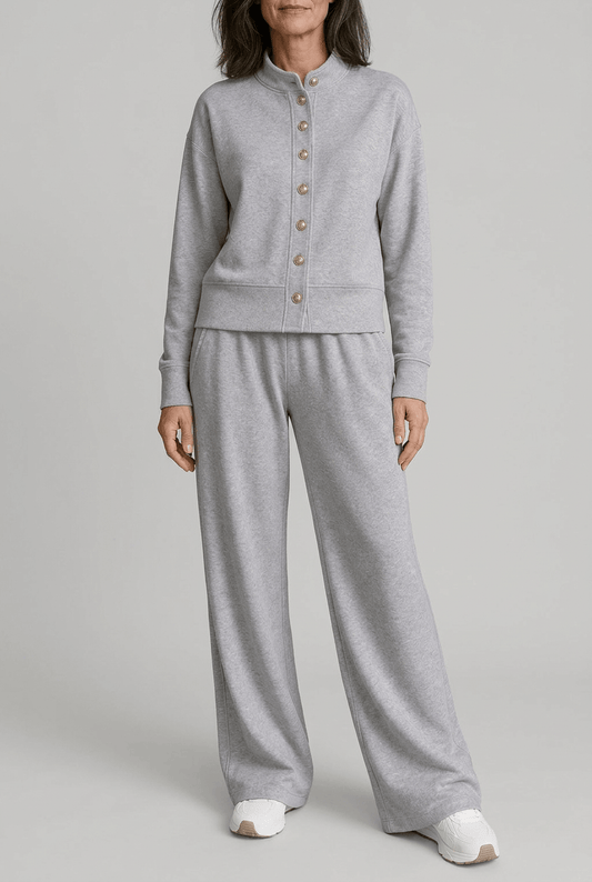Dames Loungewear Set | Knopen Vest & Wijde Broek