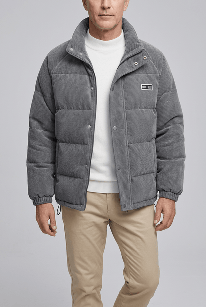 Heren puffer jacket ribstructuur | Opstaande kraag