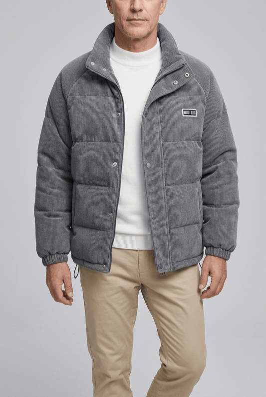 Heren puffer jacket ribstructuur | Opstaande kraag