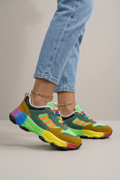 Dames Sneakers met Plateauzool en Vetersluiting | Chunky Casual Schoen
