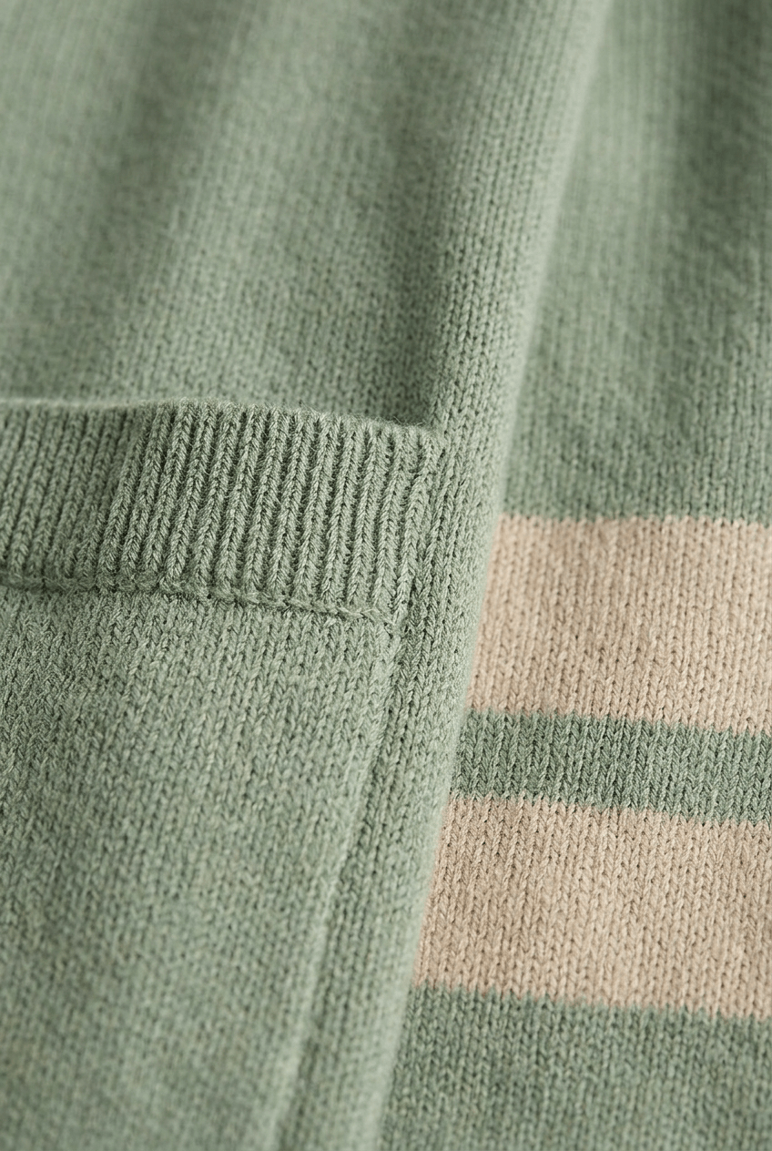 Heren Vest met V-hals en Streepdetail op de Mouwen | Knoopsluiting