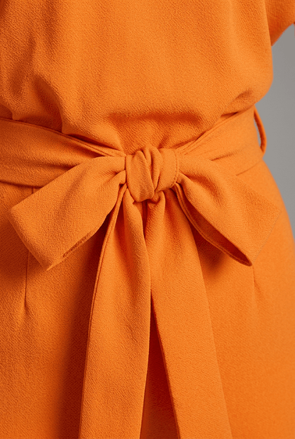 Dames Jumpsuit met Wijde Pijpen en Strikceintuur | Korte Mouwen