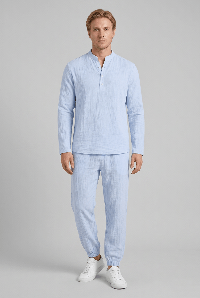 Heren Zomerset met Opstaande Kraag en Relaxed Fit Broek | Tweedelig
