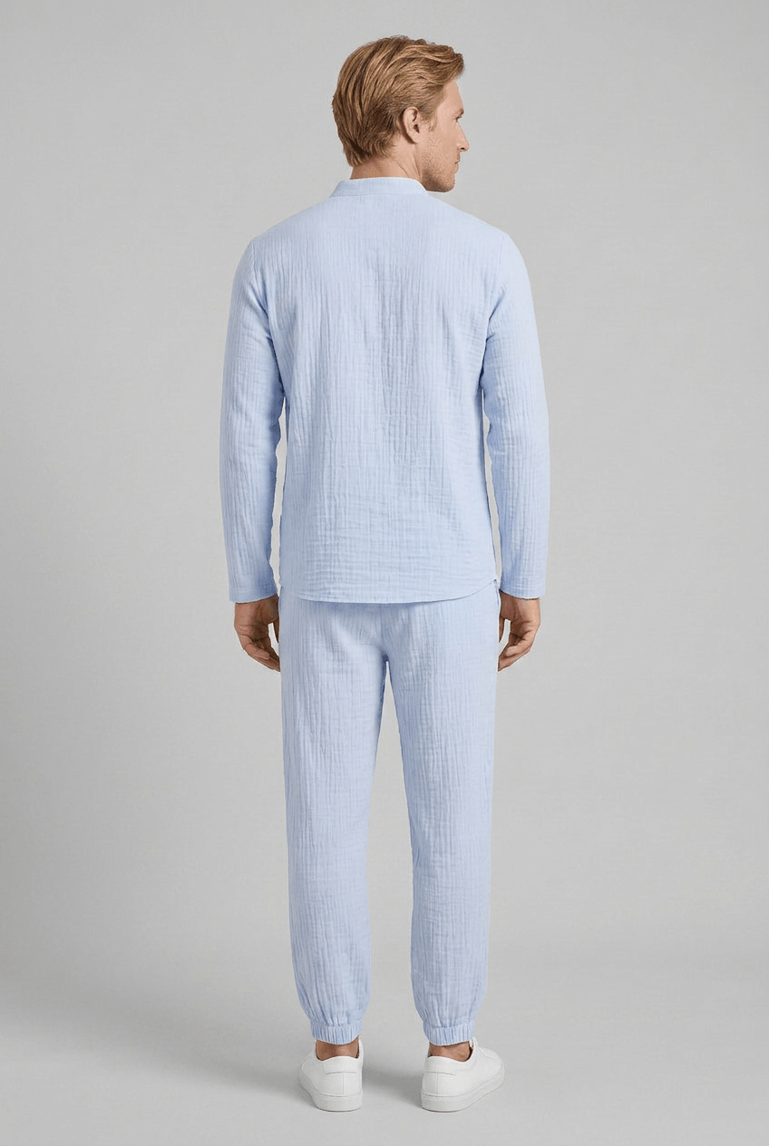 Heren Zomerset met Opstaande Kraag en Relaxed Fit Broek | Tweedelig