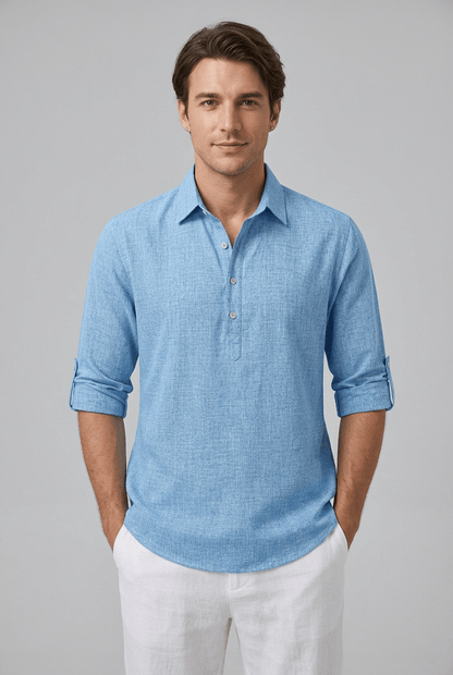 Heren Overhemd met Oprolbare Mouwen | Relaxed Fit