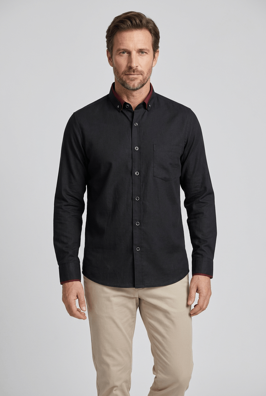 Slim Fit Shirt With Long Sleeves And Button Closure For Men | Modern